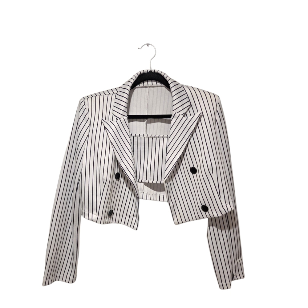 Striped Black and White Women's Jacket & Bandeau Top